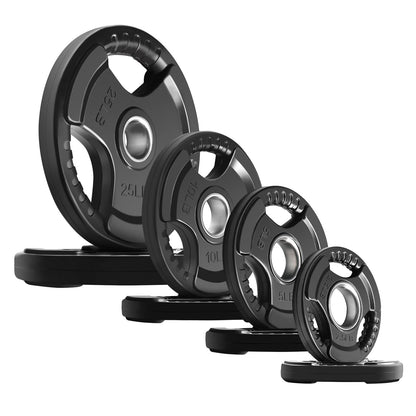 RitFit Weight Plates for Barbell, 2-Inch Olympic Rubber Grip Plates for Weightlifting and Strength Training in Home & Gym, Single, Pair and Sets(85LB, Set)