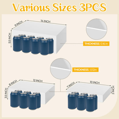 BrightRow 6 Pack Extra Large Acrylic Buffet Risers - 14”, 12”, 10” White Display Stands with Hollow Bottoms, Cube Riser Boxes Nesting for Dessert Food Catering Buffet Display Party Supplies
