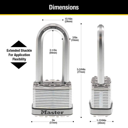 Master Lock M5XTLJ Magnum Heavy Duty Outdoor Padlock with Key, 2 Pack Keyed-Alike