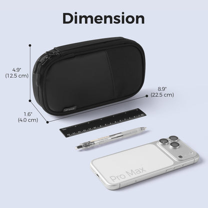 pack all Plus Pencil Pen Case Bag, Large Pencil Pouch with Zipper, Portable Stationery Bag Makeup Bag, Pencil Bag Holder Box for Home Office(Black)