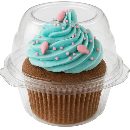 Stock Your Home Individual Plastic Cupcake Containers Disposable with Connected Airtight Dome Lid (200 Count) Clear Single Cupcake Container, BPA Free