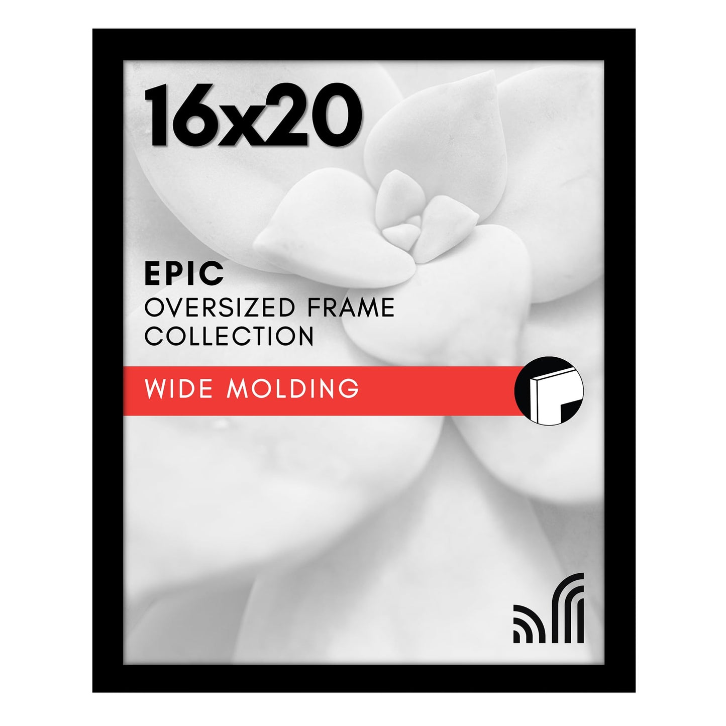 Americanflat 16x20 Picture Frame with Polished Plexiglass - Black Picture Frame - Wide Photo Frames Made of Engineered Wood for Vertical or Horizontal Wall Display - Epic Collection - Black