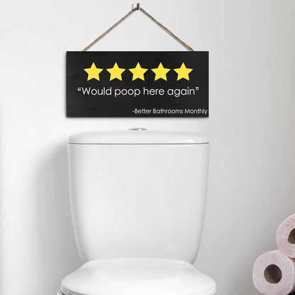 JennyGems Funny Bathroom Decor, Would Poop Here Again Sign, Wall Hanging Decorations