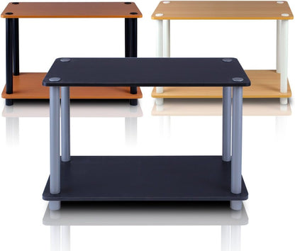 2-Tier Furinno Turn-N No Tools Tube Shelf/End Table, Single, Beech/White