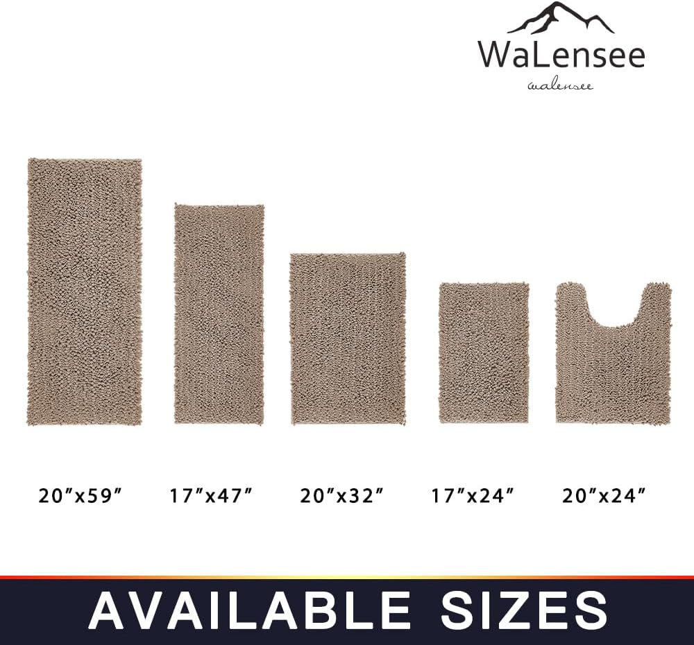 Walensee Non Slip Bathroom Rug (32x20 Inch, Taupe) - Water Absorbent, Soft Shaggy Chenille, Machine Washable Bath Mat