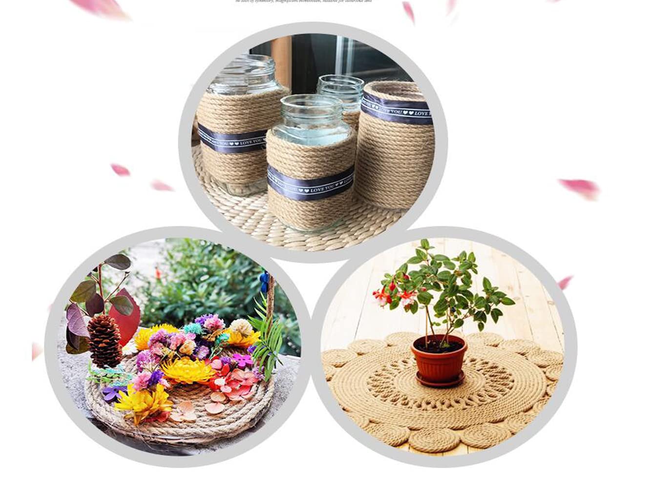 NorthPada 1/4 in (6 mm) X 328 Ft (100 Meters) Natural Sisal Hemp Rope Heavy Duty Thick Twine for Cat Scratcher Post Tree, Garden, Binding, Crafts Packing Material