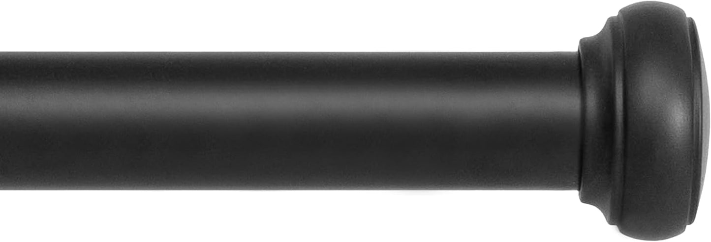 Kenney Weaver Cap End Indoor/Outdoor Black Curtain Rod, Adjustable 37-72 Inch for Windows & Patio