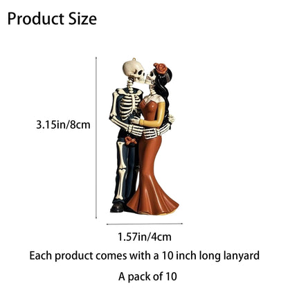 Foumiyfa 10Pcs Halloween Couple's Skull Hanging Ornaments,Car Rearview Mirror Decoration,Halloween Tree Decorations Acrylic Hanging Cutouts with Ropes for Trick or Treat Party Supplies