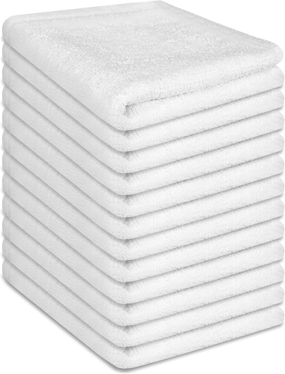 12 Pack 100% 12x12 Inch Cotton Wash Cloth, Highly Absorbent and Soft Feel Fingertip Towels, Machine Washable Washcloths