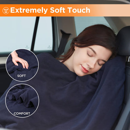 Westinghouse Heated Car Blanket, 12-Volt Electric Blanket for Car, Truck, SUV, RV, Portable Heated Throw for Camping, Grey Buffalo Plaid, 59" x 43”