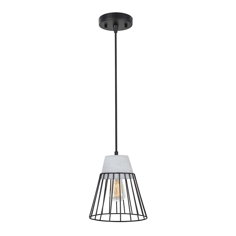 Aspen Creative 61128-11, One-Light Hanging Mini Pendant Ceiling Light, Transitional Design in Cement Finish, 7-1/2" Wide
