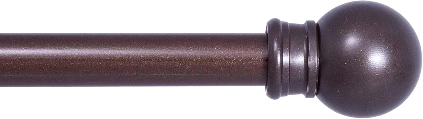 Kenney 7/16” Fiona Café Window Curtain Rod, Chocolate, 48-84”