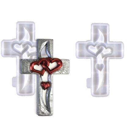 2pcs Heart Resin molds Silicone, Cross molds for Resin Wall Art, Bedroom Living Room Wall Hanging, Tabletop Decoration, Resin molds Silicone Clearance