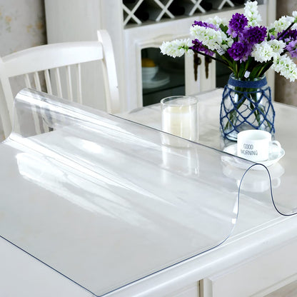 Royhom Clear Table Protector 42 x 90 Inch - 2mm Thick Plastic Table Cover, Clear Table Cover Protector Rectangle, Waterproof PVC Desk Mat for Coffee Table, Writing Desk, Dining Room, Dresser