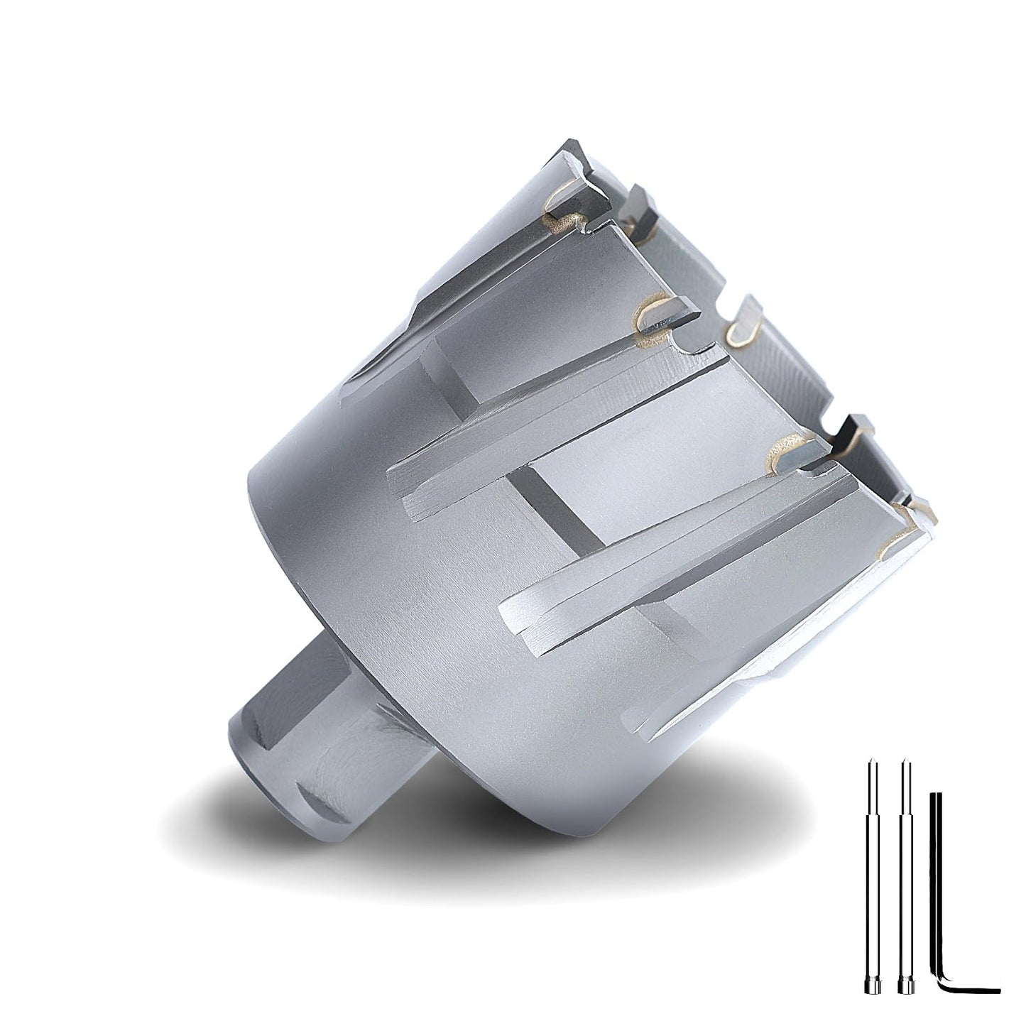 GRIXLEN 3" x 1-3/8" Annular Cutter with Weldon Shank,75mm Carbide Tip Annular Drill Bit for Stainless Steel, Iron (1-3/8" Depth, 3" (75mm) Diameter)