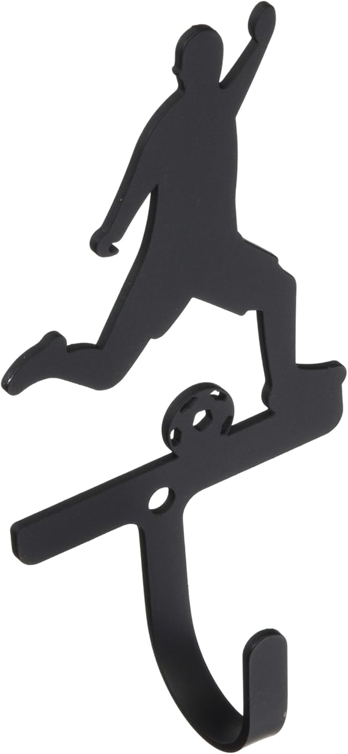 StealStreet 5 Inch Small Soccer Player Wall Hook - Wrought Iron, Carbon (99.85%, 0.15%)