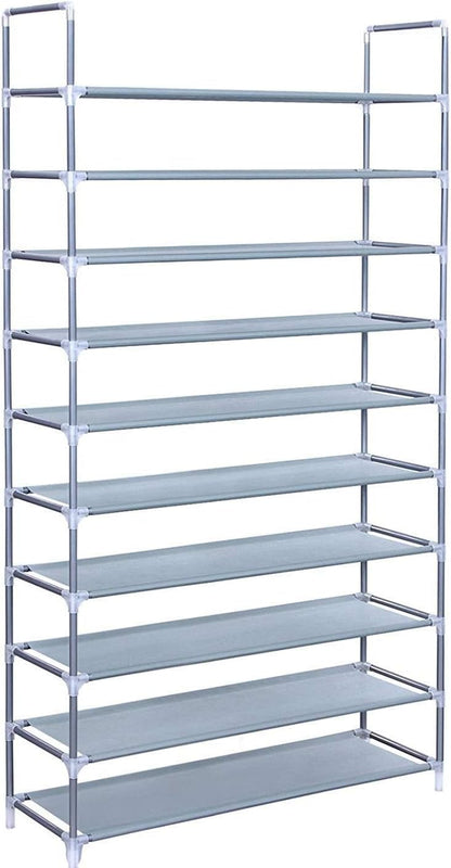 GREEF 10-Tier 50-Pair Closet, Classics Shoe Rack Organizer Sturdy Metal Storage Shelf for Bedroom, Entryway, Dorm Room