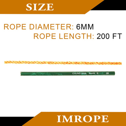 IMROPE 6mm x 200 Feet Orange Jute Rope, Twine for Gardening Tomato Climbing Plant Tie Floristry Crafts Gift Wrapping Packing Decor