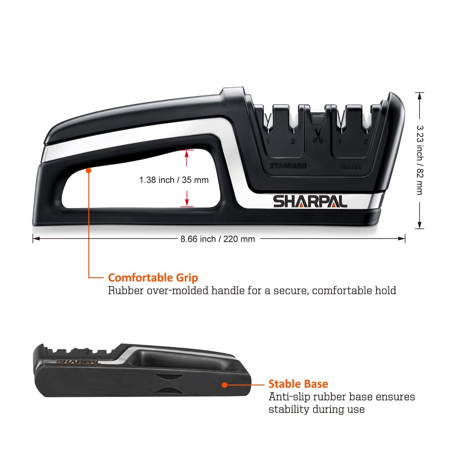 SHARPAL 104N 5-in-1 Professional Knife & Scissors Sharpener, Sharpening Tool for Straight & Serrated Blades, Repairs & Hones Euro/American & Asian Knives, Fast Scissor Sharpening Mothers Day Gifts