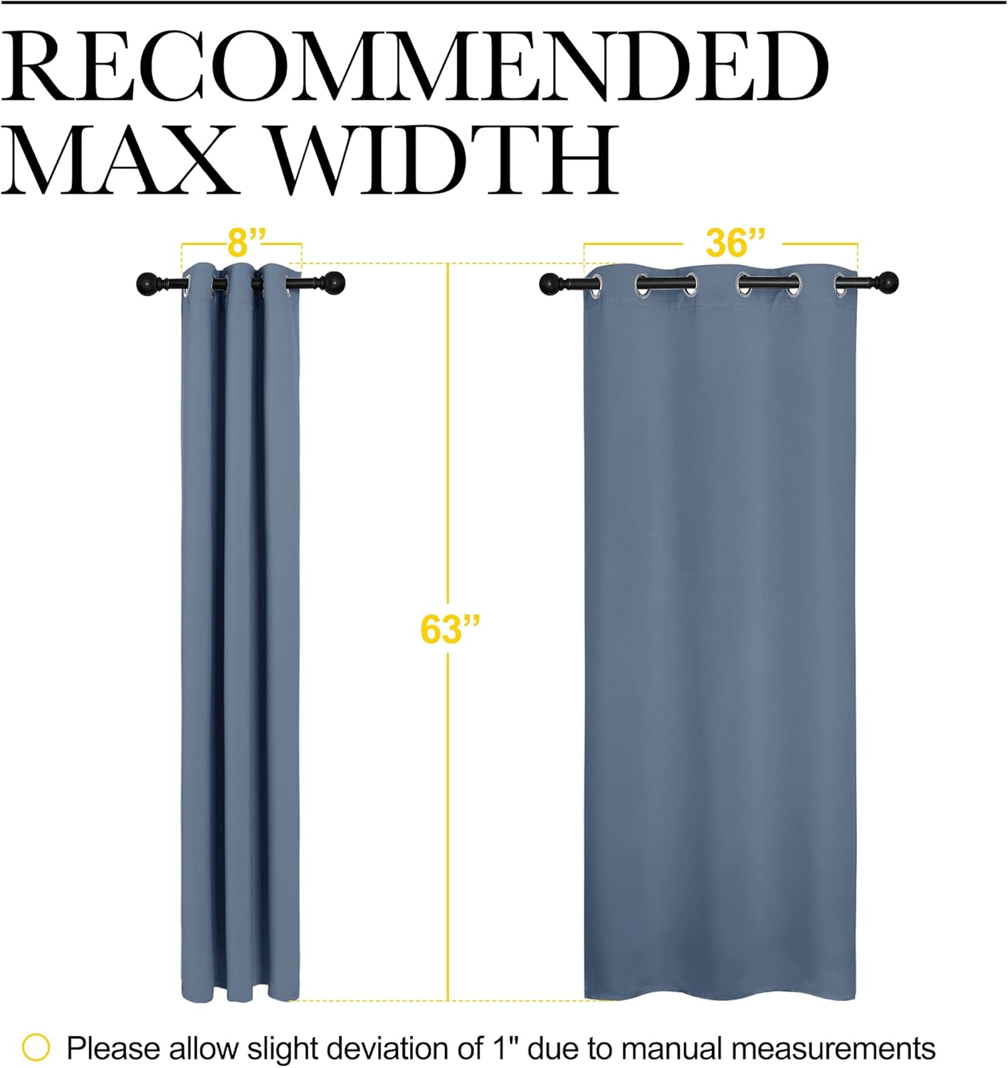 NICETOWN Thermal Insulated Blackout Curtain Panels - Solid Stone Blue, 42" x 63", 1 Pair