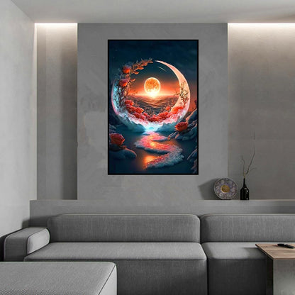 Pimio 5D DIY Diamond Art Painting Kits,Round Full Drill Seaside Sunset Diamond Art Kits for Adults Beginner, Perfect for Home Wall Decor and Gift(12x16inch)