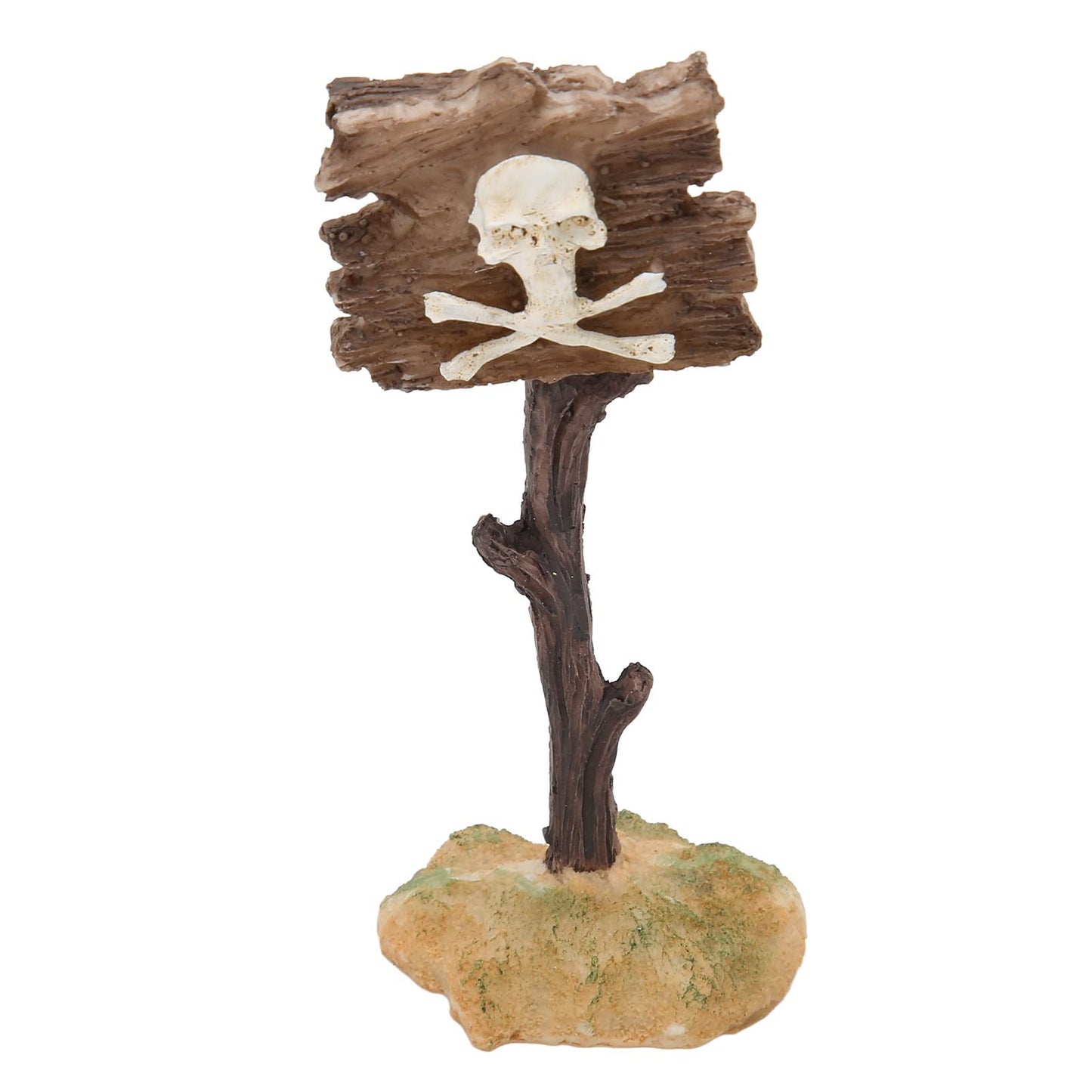 GLOGLOW Aquarium Decor, Resin Skeleton Warning Sign Ornament for Fish Tank Accessories with Unique Theme Design for Aquatic Plants and Creative Underwater Scenes