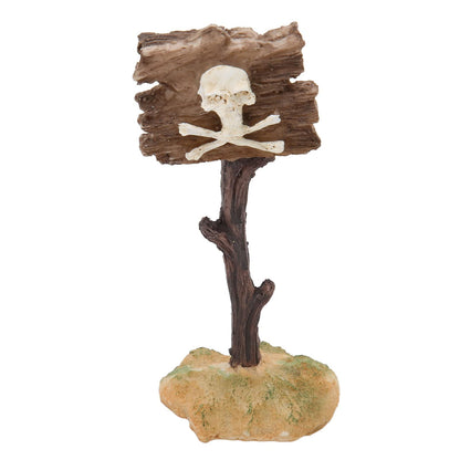 GLOGLOW Aquarium Decor, Resin Skeleton Warning Sign Ornament for Fish Tank Accessories with Unique Theme Design for Aquatic Plants and Creative Underwater Scenes