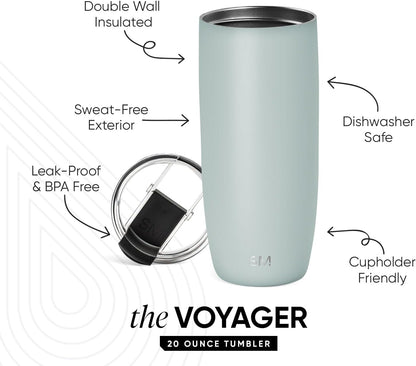 Simple Modern 20oz Travel Coffee Mug Tumbler with Flip Lid, Insulated Stainless Steel Cold Brew Cup, Voyager