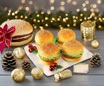 Kmiunty 4PCS Artificial Hamburger Fake Food Bread Model Photography Prop for Home Kitchen Party Decoration