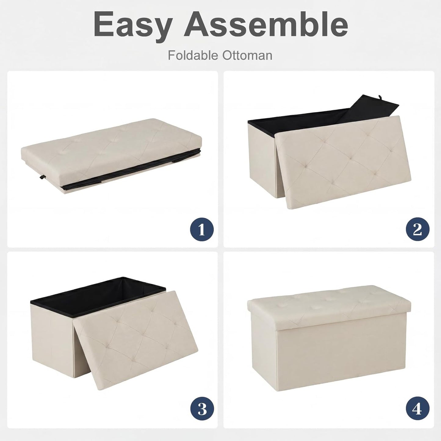 30in 350Lbs,Storage DUMOS Storage Ottoman Bench, Foot Rest Stool Load Chest with Padded Seat, End of Bed Bedroom Bench
