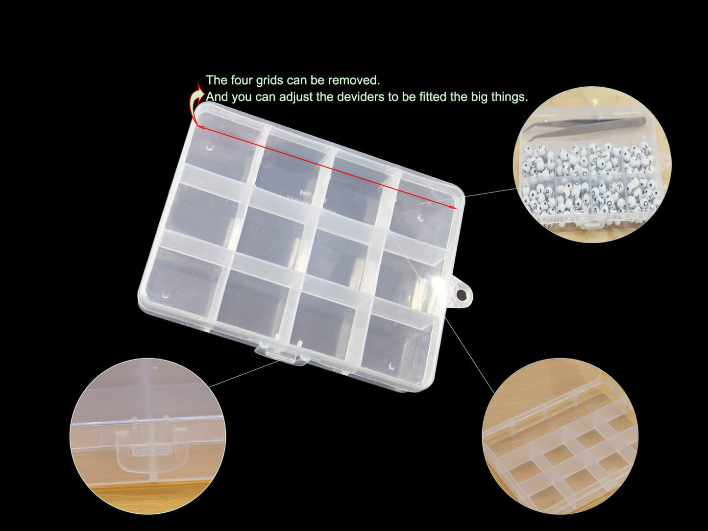 JESEP YONG Small Plastic Organizer Box 10 packs12 Grids Clear Storage Container Jewelry Case with Fixed Dividers for Beads Art DIY Crafts Jewelry Fishing Tackles 5.04 * 3.82 * 0.87 inches