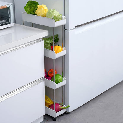 4-Tier Melody House Slim Mobile Shelving Unit on Wheels, Slide Out Rolling Bathroom Storage Organizer, Utility Carts