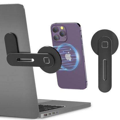 CloudValley Magnetic Phone Holder for Laptop Designed for iPhone 17/16/15/14/13/12 MagSafe, Adjustable Phone Monitor Side Mount, Slim Portable Foldable Computer Expansion Bracket, Silver