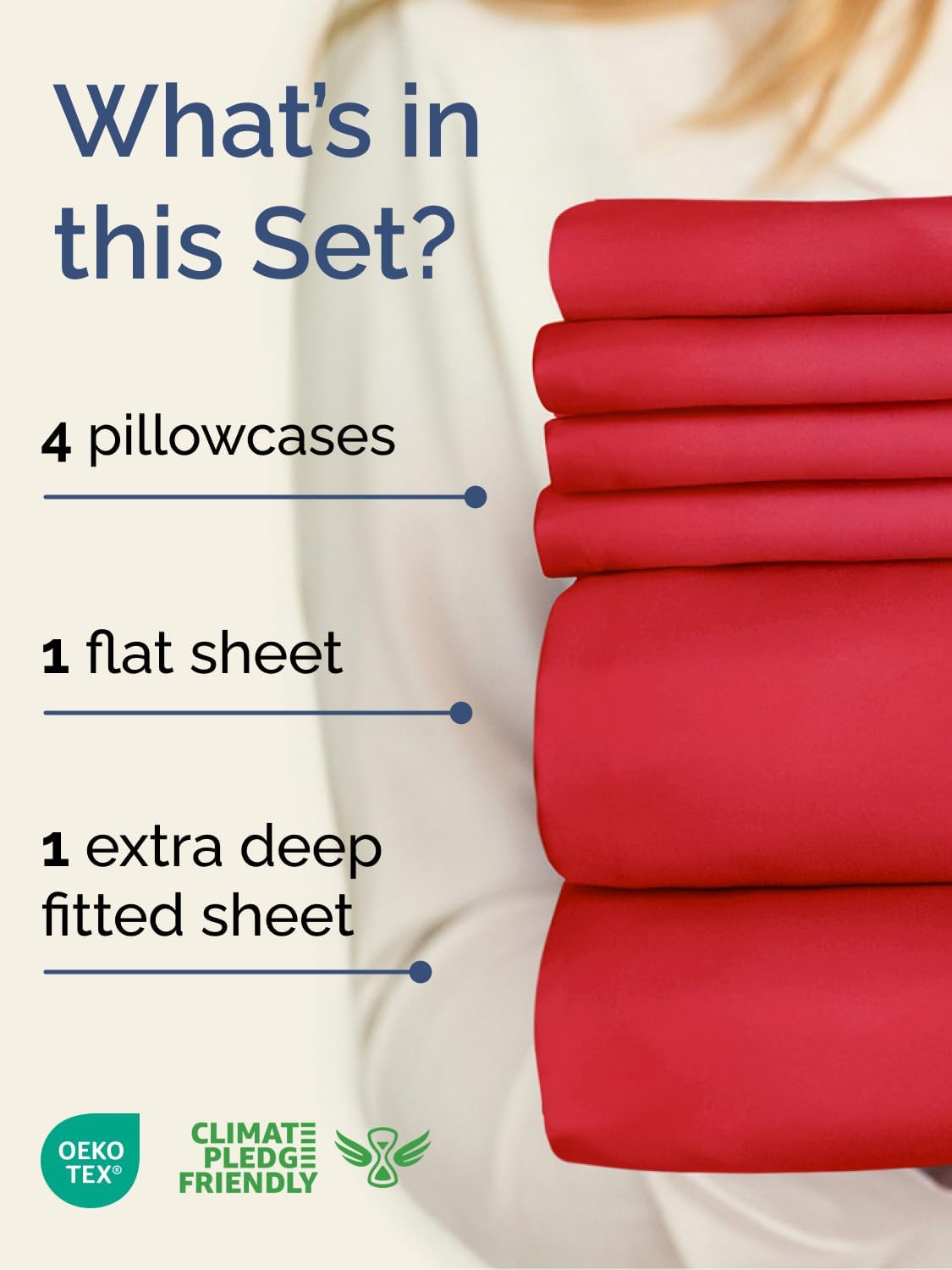 Skiennix Extra Deep Cal King Sheet Set | 6-Piece Breathable Cooling Bedding - Luxurious Red Color, Soft & Wrinkle-Free