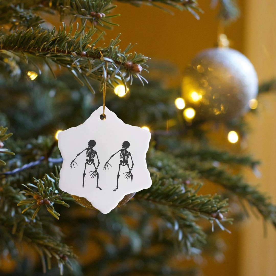 3dRose Two Skeletons 3 inch Snowflake Porcelain Ornament
