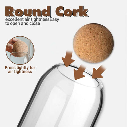 La Llareta Glass Food Storage Canister, 1200ml/42oz Storage Container with Ball Cork, Clear Glass Storage Jar, for Sugar, Coffee, Candies