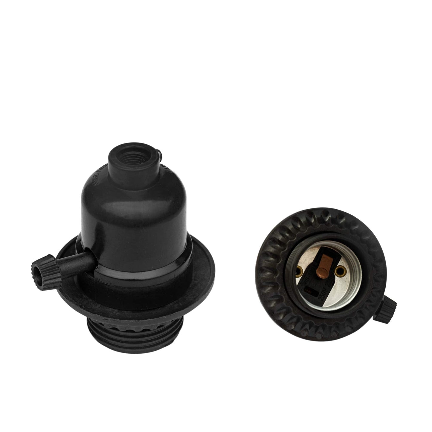 atiyoc Black Light Socket - 2Way Knob Turn on Off Settings,E26 Base Standard Screw in Heat Fire Resistant Edison Retro Pendant Plastic Lamp Holder for Table Floor Lamps,DIY Project,6pack