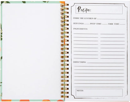 Blank Recipe Book: 120 Pages, 8 Sections, Floral and Orange Theme, Laminated Hardcover (5.5 x 8.5 In)