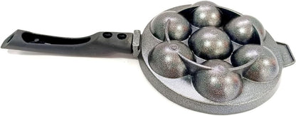 DBY Non Stick Appam Pan, 7 Cavity Aluminium Appachatty Paniyaram Maker with Stainless Steel Lid