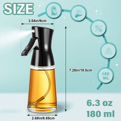 Lallisa 4 Pcs Oil Sprayer for Cooking 180 ml Glass Olive Mister Oil Dispenser Bottle for Kitchen Vinegar Spritzer for Air Fryer Gadgets Making Baking Frying Bbq Salad Accessories