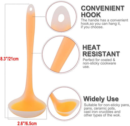 uxcell 8.3 Inch Silicone Soup Ladle Spoon, Heat Resistant to 450°F, One Piece Design for Restaurant Kitchen