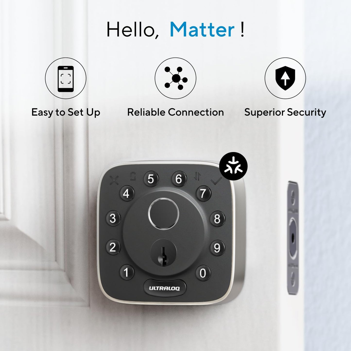 ULTRALOQ Bolt Fingerprint WiFi Smart Lock, Works with Apple Home, Siri, Alexa, 8-in-1 Keyless Entry with Fingerprint ID, App Remote Control, Keypad Deadbolt, BHMA Cert., Easy Install, 10 Mo. Battery