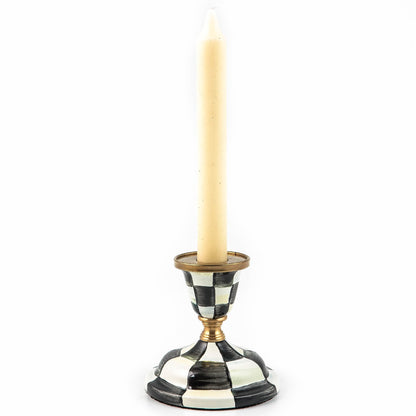 MACKENZIE-CHILDS Short Candlestick, Cute Candle-Holder Decor, Black-and-White Courtly Check