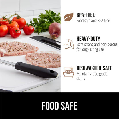 GORILLA GRIP BPA-Free Reversible Kitchen Cutting Board Set of 3, US Designed, Nonporous, Juice Grooves Catch Liquid, Slip Resistant Border, Dishwasher Safe, Durable Large Food Chopping Boards, Black