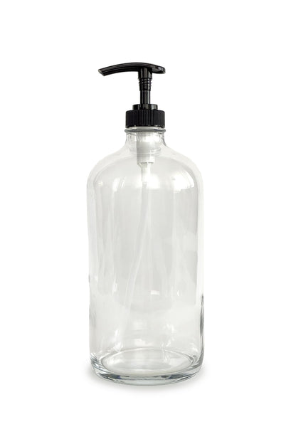 Vivaplex, 2, Large, 32 oz, Empty, Clear Glass Bottles with Black Lotion Pumps