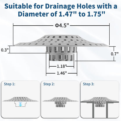 Bathtub Drain Hair Catcher,Tub Shower Drain Hair Trap/Strainer,3PCS Silicone Collapsible Tub Hair Catcher Drain Protector Designed for 1.47" to 1.75'' Regular Drains(Dark Gray)