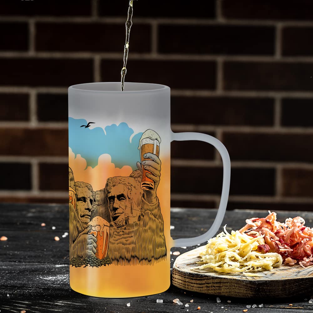 PYD Life Sublimation Glass Blanks Beer Mugs Frosted 22 OZ Coffee Tumblers Cups with Handle for Mug Tumbler Heat Press Printing UV DTF HTV DIY Projects 4 Pack
