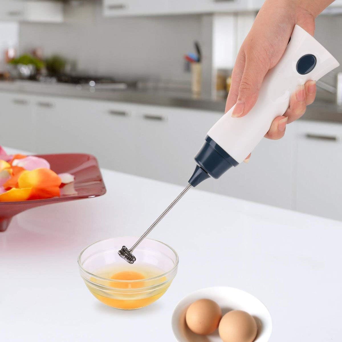 Rechargeable Eggbeater Handheld Stainless Milk Frother, Foamer Blender Coffee Mixer with Charging Cable