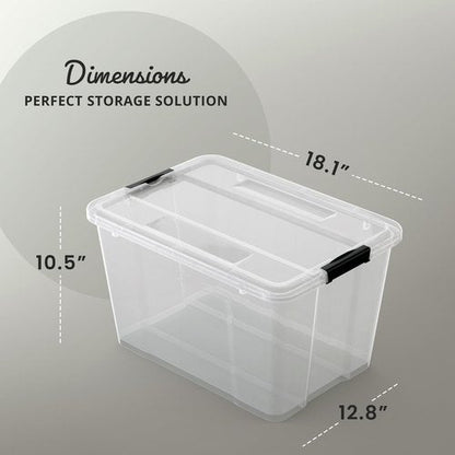 Lifetime Appliance Parts 34 Qt. Clear Plastic Storage Bin Tote - Ultra Durable Lid & Secure Latching Buckles