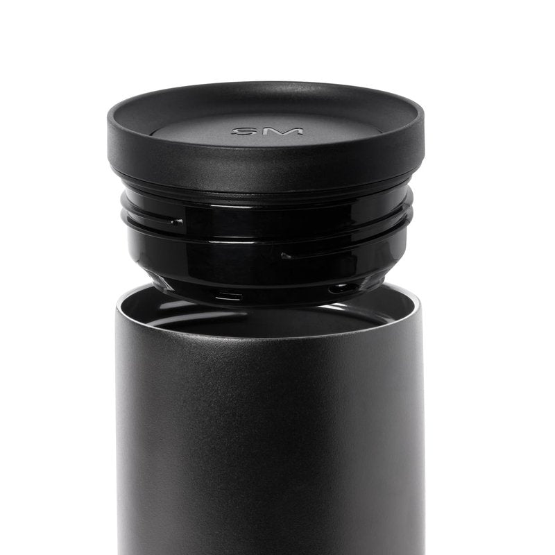 Simple Modern Travel Coffee Mug Tumbler with 360° Lid | Ceramic-Lined Insulated Stainless Steel Cold Brew Iced Coffee Cup | Gifts for Women Men Her Him | Voyager Signature | 16oz | Midnight Black